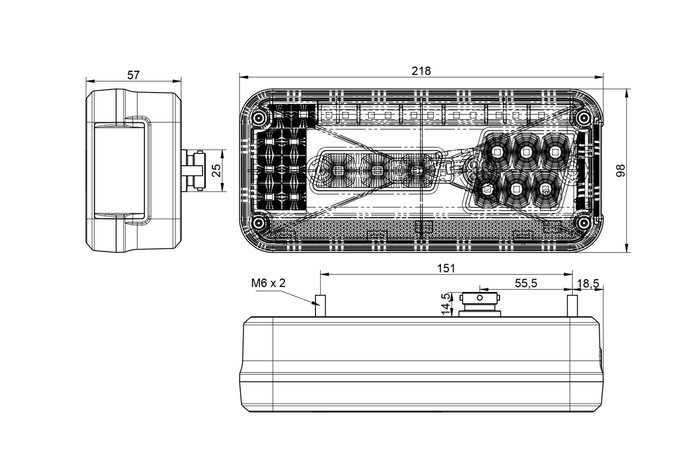 Piloto trasero LED DOBPLAST DPT30 6 funciones derecho
