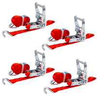 Juego de cuatro correas de transporte UNITRAILER con tensor 4m/25mm/1t rojas