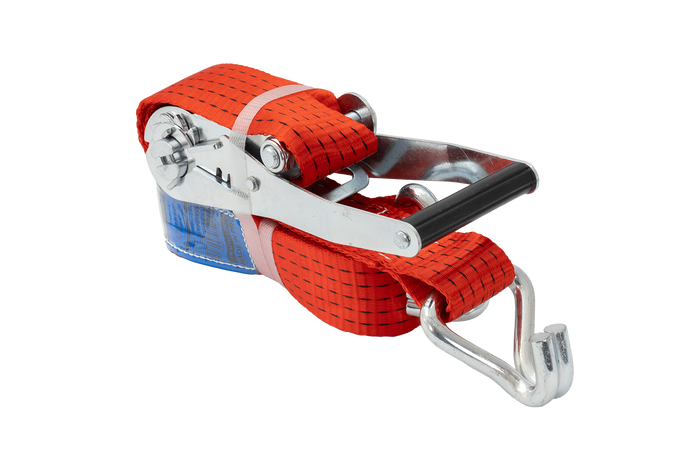 Juego de cuatro correas de transporte UNITRAILER rojas de 4 m/50 mm/5 t con tensor.