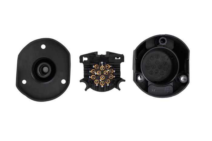 Toma UNITRAILER de 13 PINES para barra de remolque con tapa de goma