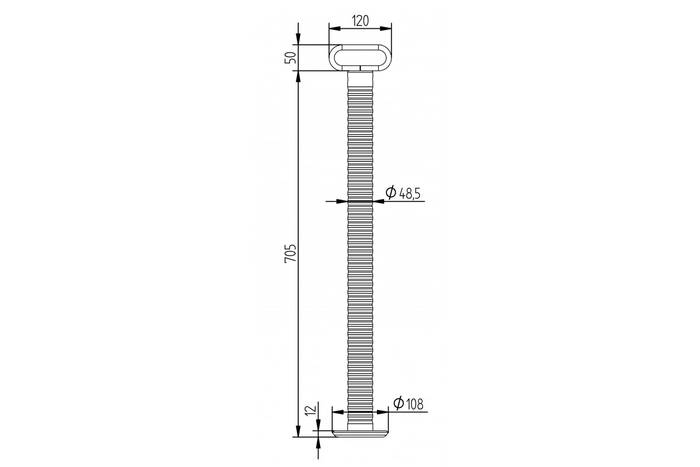 Soporte fijo con tubo corrugado KNOTT 6D6585.001 para remolque de 800 kg, 48 mm, 705 mm