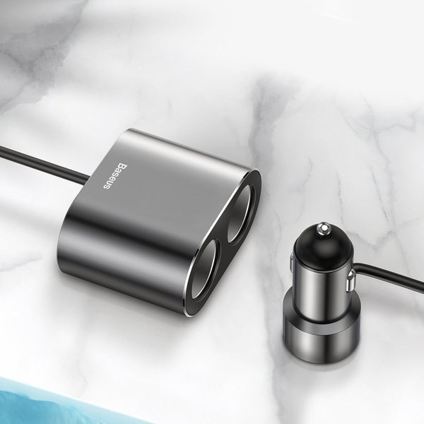 Cargador de coche de alta eficiencia BASEUS (2 puertos USB + 2 tomas de encendedor de cigarrillos, 80 W)