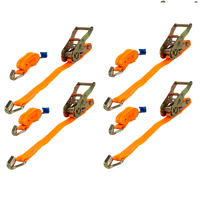 Juego de cuatro correas de transporte UNITRAILER de 6 m/25 mm/1 t de color naranja con tensor.