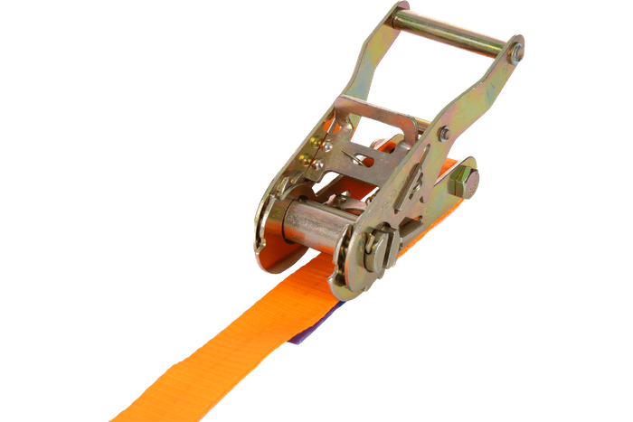 Juego de cuatro correas de transporte UNITRAILER de 12 m/25 mm/1 t de color naranja con tensor.