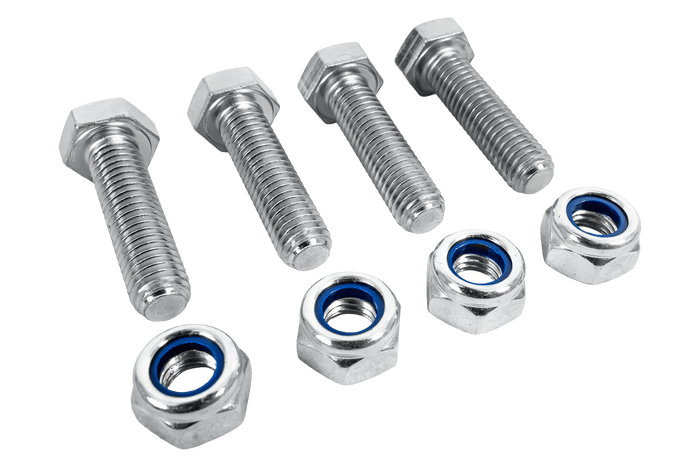 Juego de 4 tornillos hexagonales M8x30 y 4 tuercas autoblocantes M8 MARCOPOL, clase de tornillo 5.8 DIN933