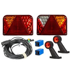 Juego de luces: luces traseras LED DOBPLAST DPT35 + luces de posición laterales LED FRISTOM FT-009 + arnés MANTES de 7 pines y 7 m