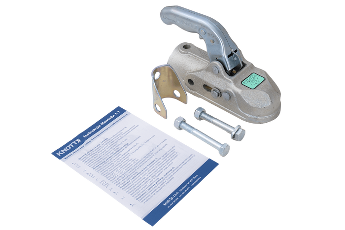 Enganche de bola KNOTT K27-B para remolque de 2700 kg con barra de tiro de tubo de 45 mm, hierro fundido