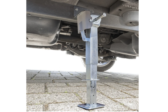Juego de dos soportes extensibles con manivela y montaje ProPlus 361500 para remolque de plataforma plana de 1000 kg (290-460 mm)