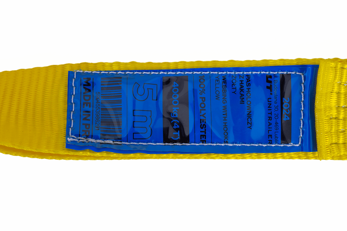 Cuerda de remolque con ganchos UNITRAILER correa de remolque 5m/50mm/4t amarilla