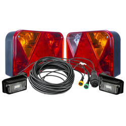 Juego de luces: luces traseras DOBPLAST + luces laterales LED DOBPLAST + arnés MANTES 7m 13-PIN + conectores rápidos