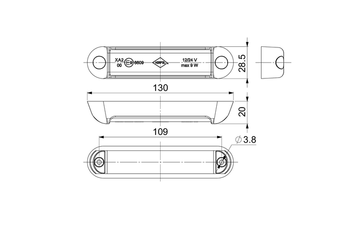 Lámpara de advertencia LED HORPOL LDO 2780, luz intermitente naranja.