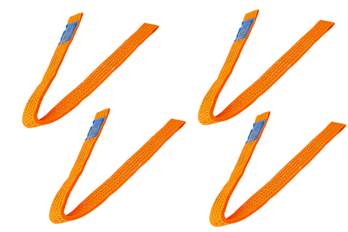 Juego de cuatro arneses de transporte para remolque UNITRAILER de 1 m/50 mm/4 t, color naranja.