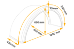 Guardabarros para remolque 19,5-24,5" DOMAR DK1680 paso de rueda 1300/430mm