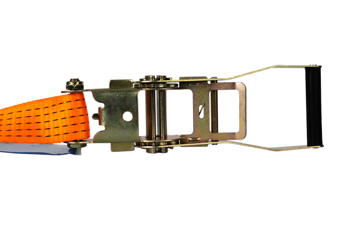 Juego de cuatro correas de transporte UNITRAILER de 12 m/50 mm/5 t de color naranja con tensor.