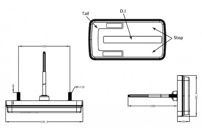 Luz trasera LED TruckLED L2301 4 funciones universal