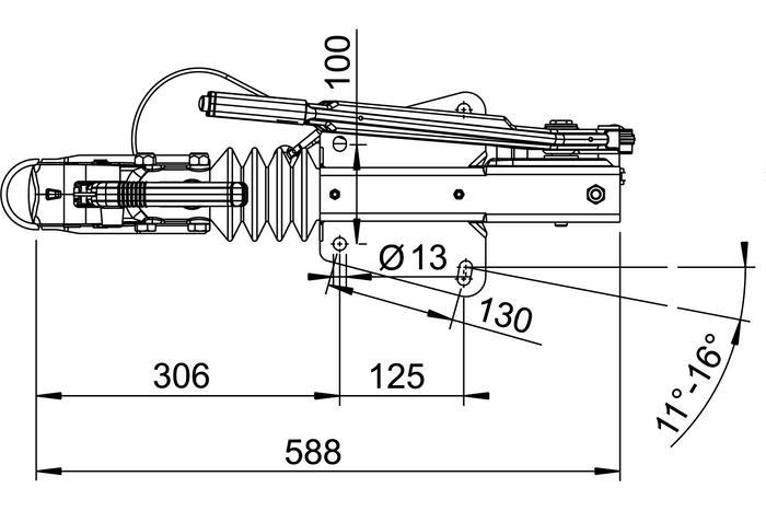 Dispositivo de inercia AL-KO 60S/2 con enganche AK161 para remolque de 750 kg con lanza en V