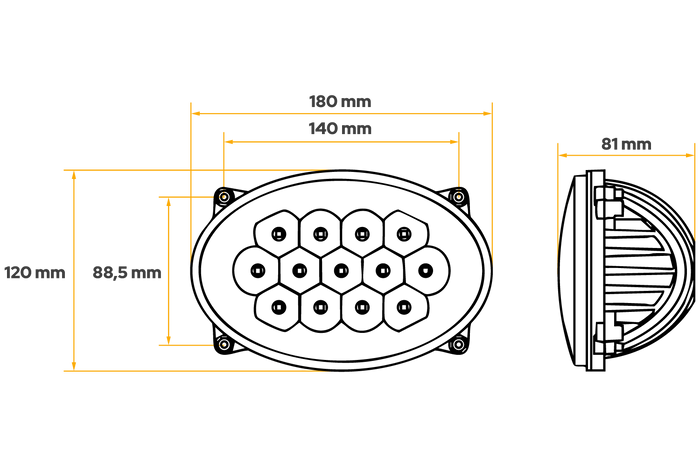 Reflector de lámpara de trabajo LED TT Technology TT.13508 13xLED 5200lm para John Deere