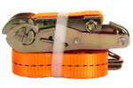 Juego de cuatro correas de transporte UNITRAILER de 5 m/25 mm/1 t de color naranja con tensor.