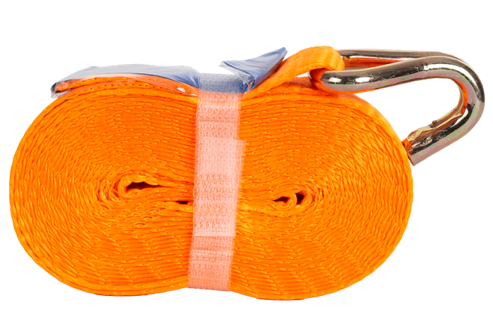 Juego de cuatro correas de transporte UNITRAILER de 5 m/25 mm/1 t de color naranja con tensor.