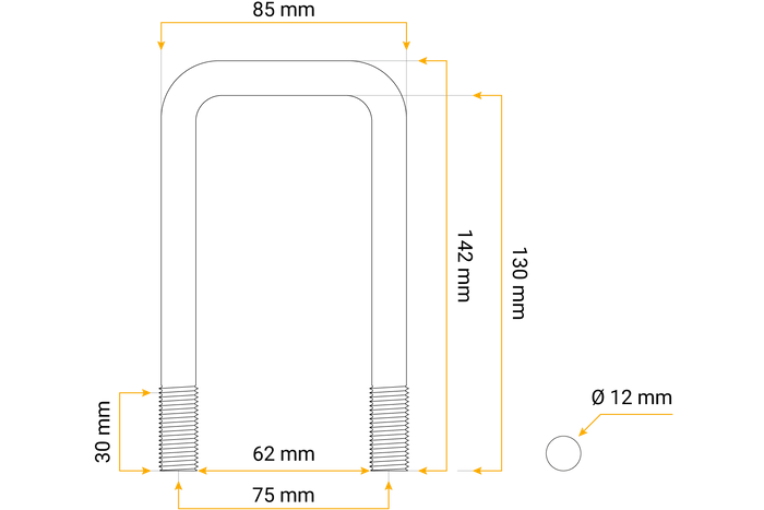 U Perno M12 130/62/130
