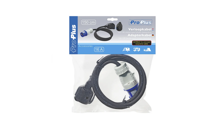 Adaptador con enchufe y toma CEE con contacto de protección 16A 230V ProPlus 373530DE cable 150cm