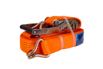Juego de cuatro correas de transporte UNITRAILER de 15 m/50 mm/5 t de color naranja con tensor.