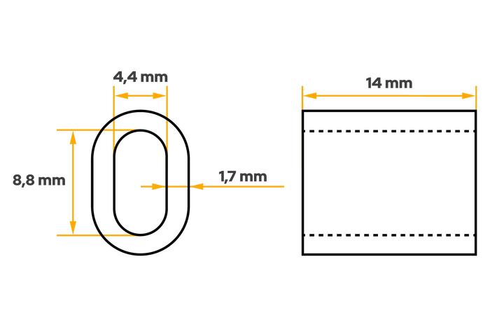 Conector de aluminio para cuerdas DROMET ZLA.4, manguito para cuerdas de 4 mm