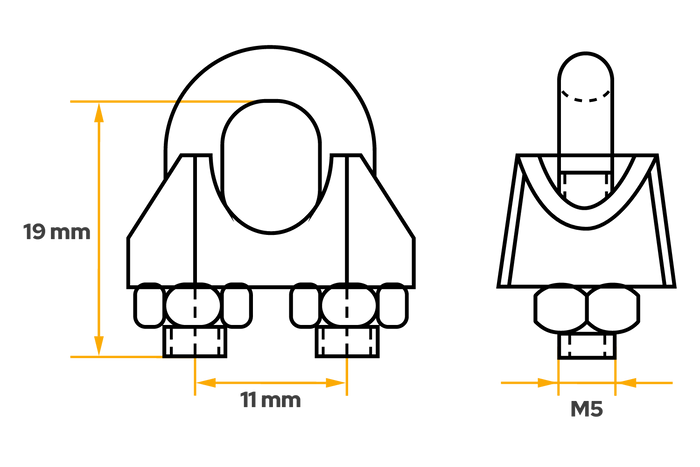 Abrazadera de arco DROMET ZL.5 para cuerdas de 5 mm