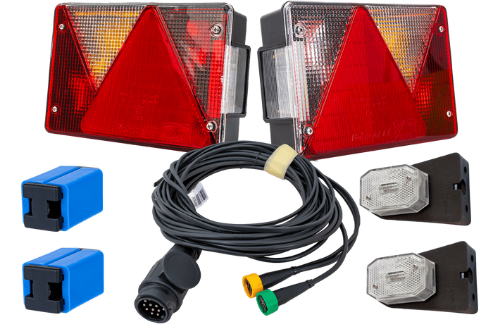 Juego de luces: luces traseras ASPÖCK MULTIPOINT IV + luces de posición laterales ASPÖCK FLEXIPOINT I + arnés MANTES 5,2 m 13PIN