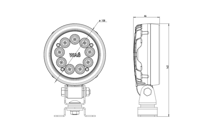 Reflector de lámpara de trabajo LED WAŚ W163 2000 1216 36xLED 2000lm