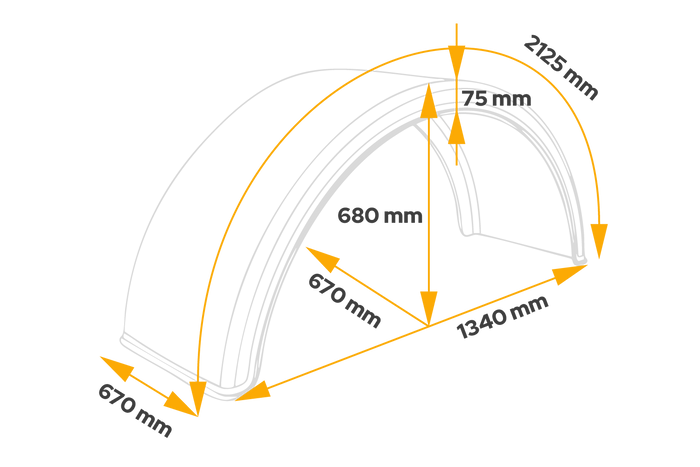 Guardabarros doble para remolque 20-24,5" DOMAR DK1585 paso de rueda 1340/670mm
