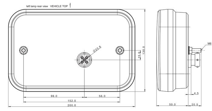 Piloto trasero FRISTOM FT-270 LED CANBUS 6 funciones izquierda