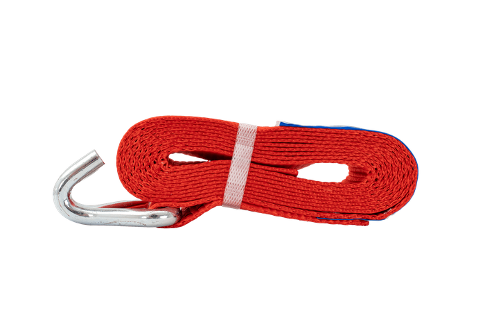 Juego de cuatro correas de transporte UNITRAILER rojas de 4 m/50 mm/5 t con tensor.