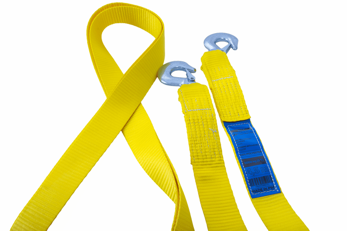 Cuerda de remolque con ganchos UNITRAILER correa de remolque 4,5m/50mm/5t amarilla