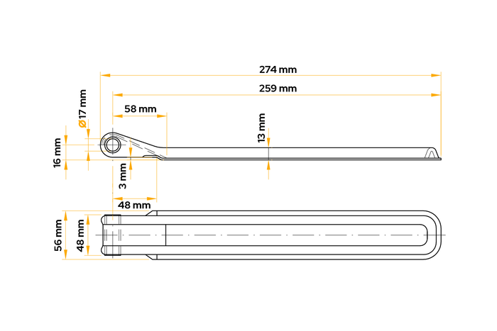 Bisagra lateral con soporte UNITRAILER BSCH 10-270+BSCHG 10-A, montaje lateral completo para remolque