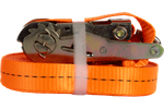 Juego de cuatro correas de transporte UNITRAILER de 12 m/25 mm/1 t de color naranja con tensor.
