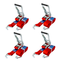 Juego de cuatro correas de transporte UNITRAILER rojas de 8 m/50 mm/5 t con tensor.