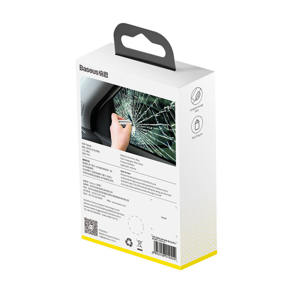 Herramienta afilada BASEUS 2 en 1, martillo de seguridad para vidrio, cinturón salvavidas y cuchillo