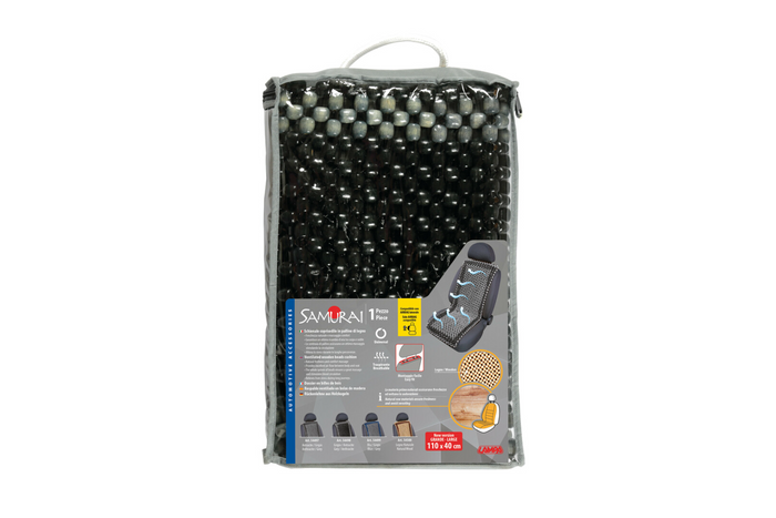 Cojín de asiento de cuentas de madera Samurai LAMP gris/antracita, alfombrilla para asiento de coche