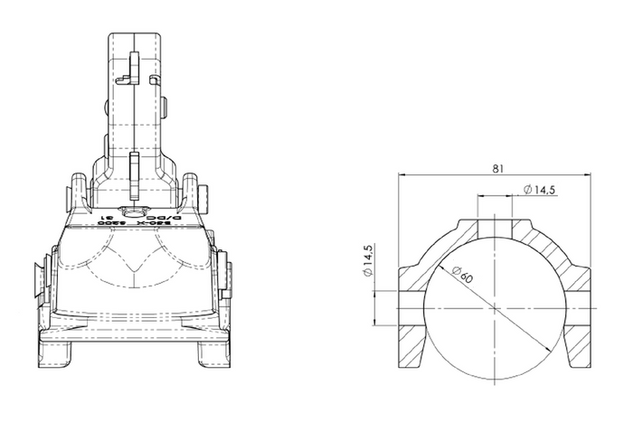 Enganche de bola WINTERHOFF WW 350 RC-K1414 para remolque de 3500 kg con barra de tiro de tubo de 60 mm, hierro fundido.