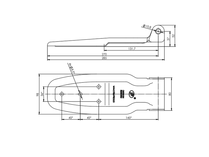 Bisagra lateral para instalación STEELPRESS HB-01.270-02 montaje lateral de remolque