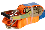 Juego de cuatro correas de transporte UNITRAILER de 3 m/50 mm/5 t de color naranja con tensor.