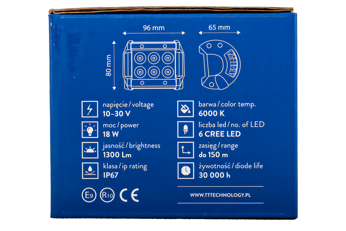 Reflector de luz de trabajo LED TT TECHNOLOGY TT.28018F 6xLED 1300lm