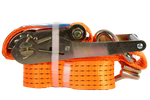 Juego de cuatro correas de transporte UNITRAILER de 3 m/50 mm/5 t de color naranja con tensor.