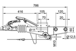 Dispositivo de inercia AL-KO 90S/3 con enganche AK161 para remolque de 1000 kg con lanza cuadrada