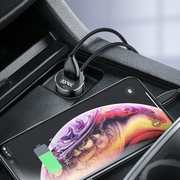 Cargador de coche de alta eficiencia BASEUS (2 puertos USB + 2 tomas de encendedor de cigarrillos, 80 W)