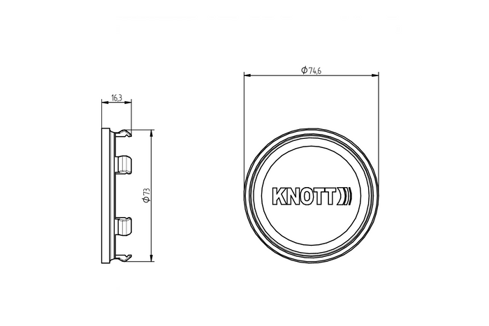 Tapa de rodamiento de buje KNOTT de 75 mm para llantas de aluminio