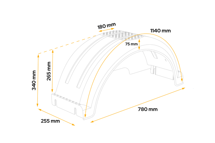 Guardabarros para remolque de barco de 14" DOMAR D20430C, paso de rueda de 780/255 mm