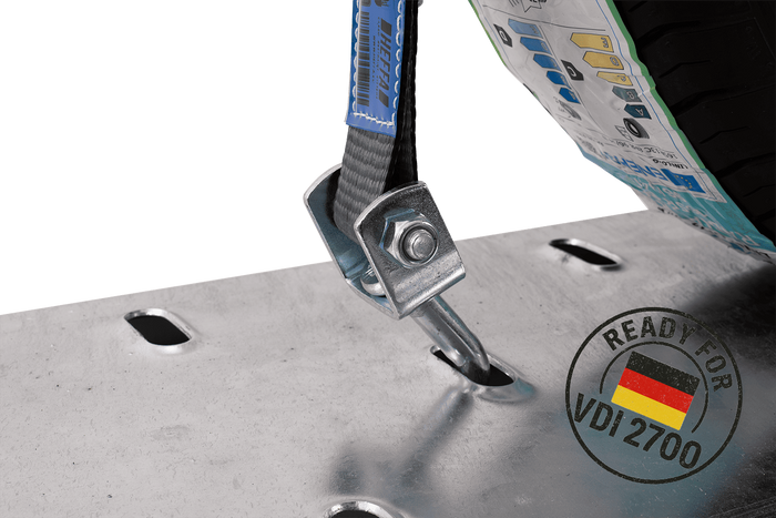 Juego de cuatro correas de transporte para remolque HEFFA CARLINE 130, correas de sujeción de ruedas 2,8 m/35 mm/3 t VDI 2700