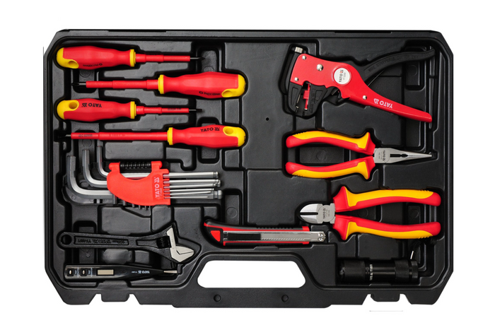 Kit de herramientas para electricista YATO YT-39009 de 68 piezas